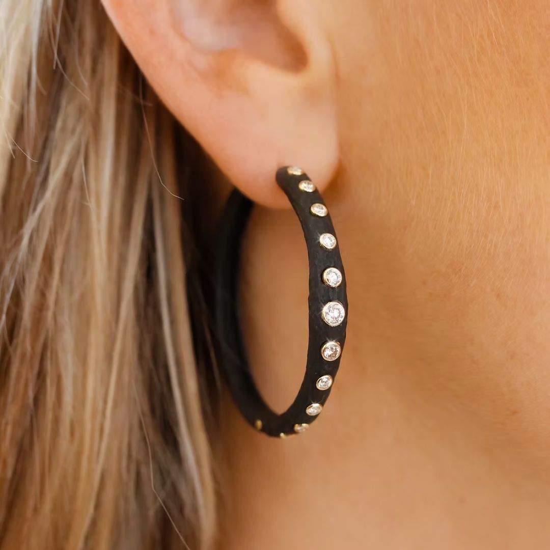 SARAH GRAHAM Pebble Bold Diamond Hoop Earrings - FINAL SALE