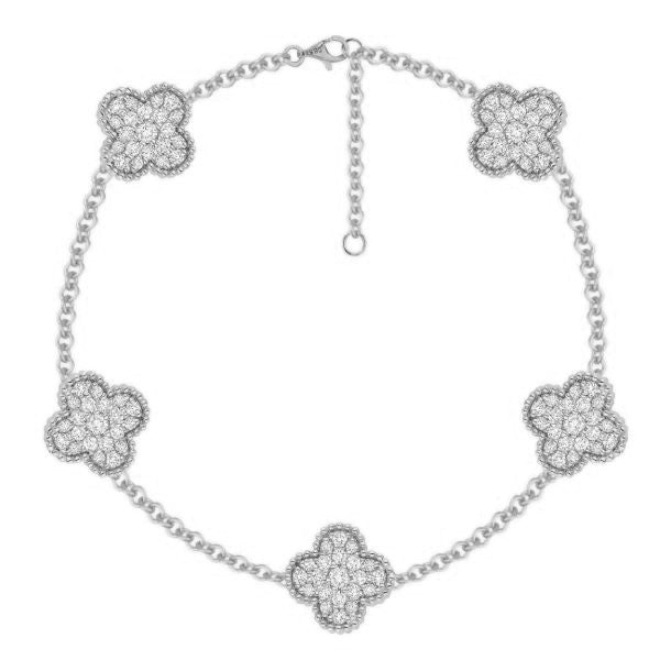 Diamond Clover Station Bracelet