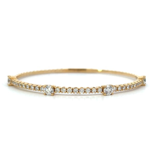 14K Yellow Gold Flexible Diamond Bangle Bracelet 2.00cttw