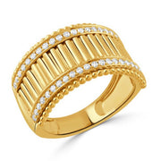 18K Yellow Gold Diamond Textured Ring