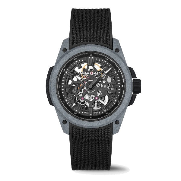 NORQAIN Independence Wild ONE Skeleton Gray Rubber Strap Automatic Watch 42mm