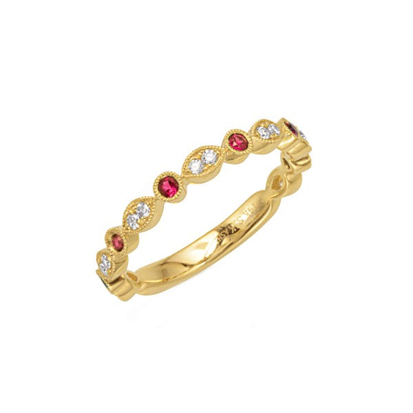 14K Yellow Gold Ruby & Diamond Ring