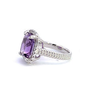 Amethyst Diamond Halo Fashion Ring