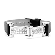 18K White Gold Invisible Set Princess Cut Diamond Link Bracelet