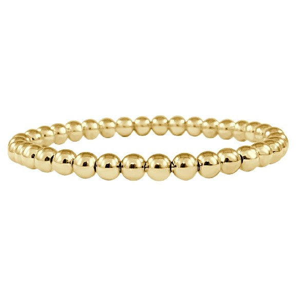 Stretchable 18K Yellow Gold Beaded Bracelet