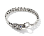 Load image into Gallery viewer, Legends Naga Silver And Blue Sapphire Dragon Bracelet
