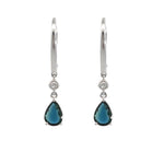 Load image into Gallery viewer, 14K White Gold Pear Sapphire and Diamond Dangle Earrings