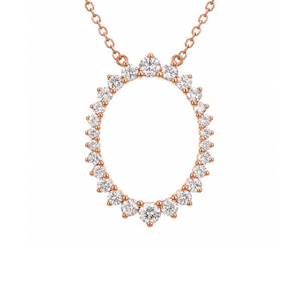 18K Rose Gold Open Circle Diamond Necklace