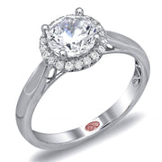 18K White Gold Diamond Halo Engagement Ring