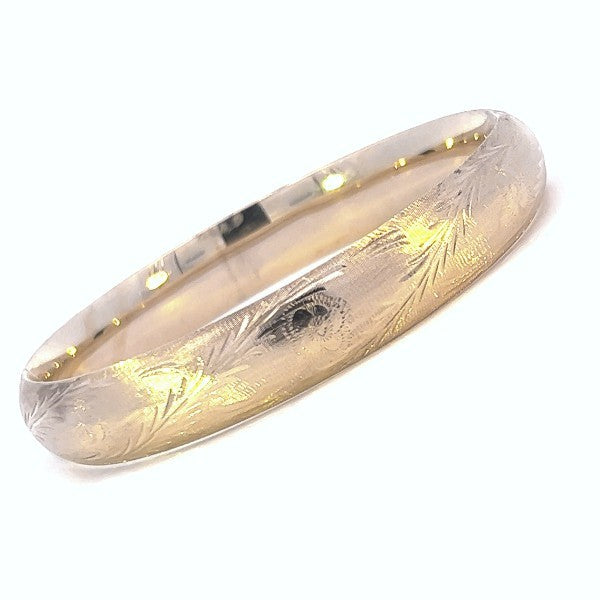 Etched 14K Yellow Gold Bangle Bracelet