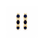 Load image into Gallery viewer, 14K Yellow Gold Blue Sapphire and Diamond Small Hoop Earrings