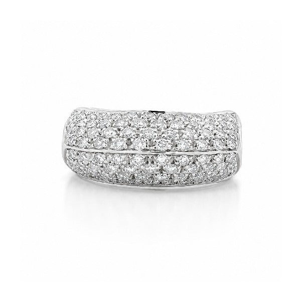 18K White Gold Knife-Edge Dome Diamond Ring