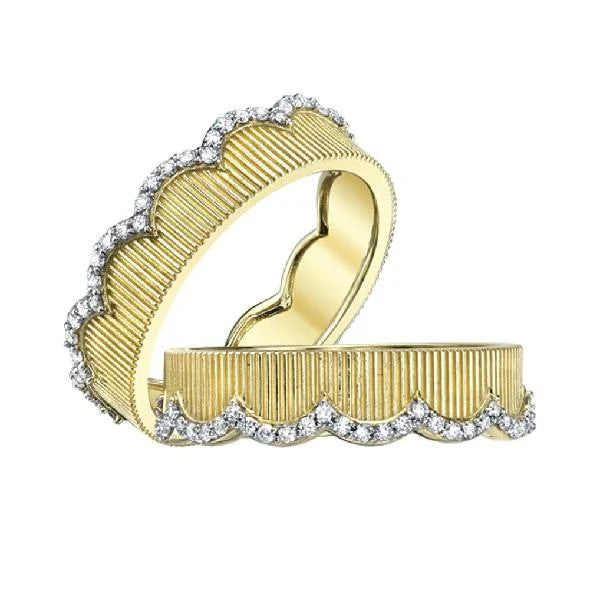 SLOANE STREET Scalloped Strie & Diamond Eternity Guard Bands