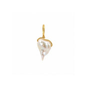 14K Yellow Gold 11.8mm Keshi Cornflake Pearl Pendant / Charm / Enhancer