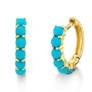 SLOANE STREET 18K Yellow Gold Turquoise Huggies 12mm