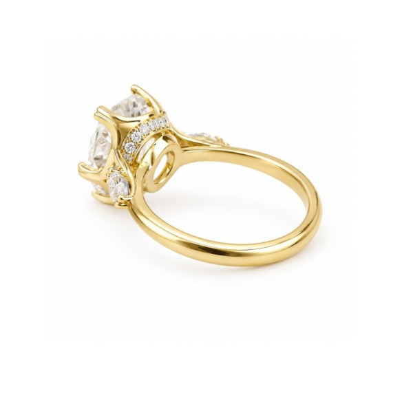 PARADE DESIGNS 14K Yellow Gold Pear 3-Stone Hidden Halo Engagement Ring