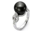 Load image into Gallery viewer, MASTOLONI 18K White Gold Tahitian Cultured Pearl &amp; Diamond Pavé Ring