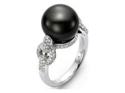 MASTOLONI 18K White Gold Tahitian Cultured Pearl & Diamond Pavé Ring