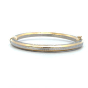 ESTATE 14K Two-Tone Gold Textured Bangle Bracelet