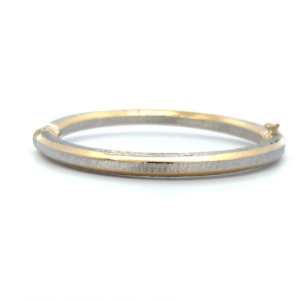 ESTATE 14K Two-Tone Gold Textured Bangle Bracelet