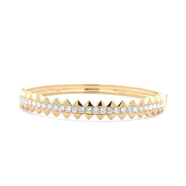 18K Yellow Gold Pyramid Diamond Bangle Bracelet