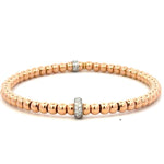 Load image into Gallery viewer, Stretchable 18K Rose Gold Bead With Diamond Rondell Bracelet