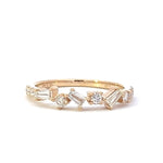 Load image into Gallery viewer, 18K Yellow Gold Baguette and Round Diamond Band