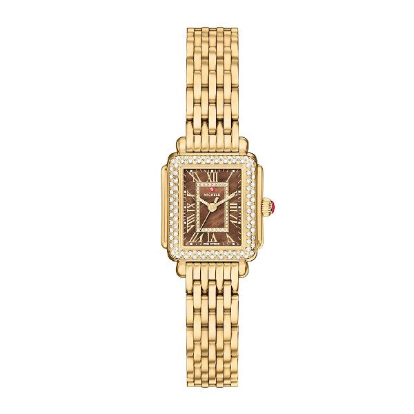 MICHELE Deco Madison Mini Diamond 18K Gold-Plated Stainless Steel Watch