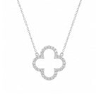 Load image into Gallery viewer, 14K White Gold Open Clover Diamond Necklace