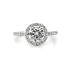 Load image into Gallery viewer, 14K White Gold Diamond Halo and Side Stone Engagement Ring  ESTATE
