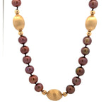 Load image into Gallery viewer, Chocolate Freshwater Pearl Necklace with 14K Yellow Gold Beads