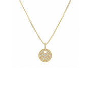 14K Yellow Gold Small Disc Pave Diamond Pendant