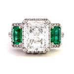 Load image into Gallery viewer, Emerald and Diamond 3-Stone Ring
