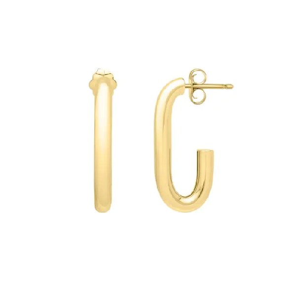 14K Yellow Gold J-Paperclip Hoops