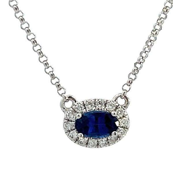 Sapphire and Diamond Halo Necklace