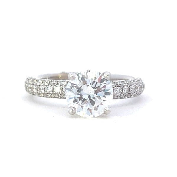 18K White Gold Pave Diamond Engagement Ring
