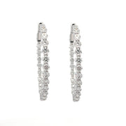 18K White Gold Large Oval Inside/Out Diamond Hoop Earrings 5.14cttw