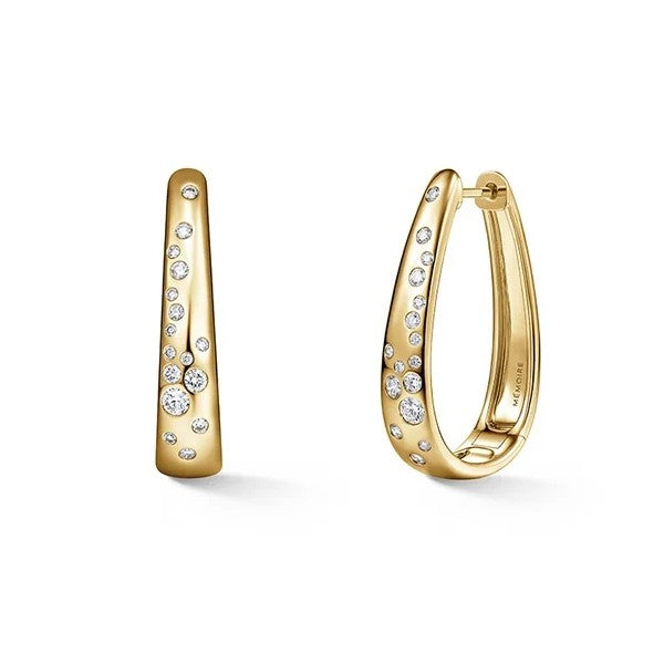 MEMOIRE 18K Yellow Gold Luna Scattered Diamond Gypsy Hoop Earrings