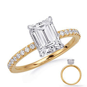 18K Yellow and White Gold Hidden Halo Engagement Ring