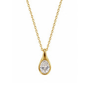 14K Yellow Gold Solitaire Diamond Teardop Necklace