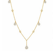 14K Yellow Gold Pave Diamond Teardrop Dangle Necklace