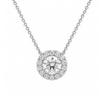 Load image into Gallery viewer, 14K White Gold Diamond Halo Pendant Necklace