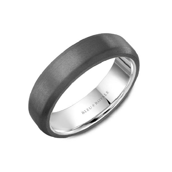 CROWN RING Men's Tantalum and 14K White Gold Wedding Band
