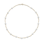 Load image into Gallery viewer, 5.5-6mm White Freshwater Pearl Tin Cup Necklace in 14K Yellow Gold
