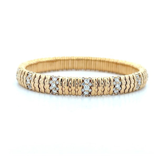 DEMEGLIO 18K Yellow Gold Diamond Station Stretchable Bracelet