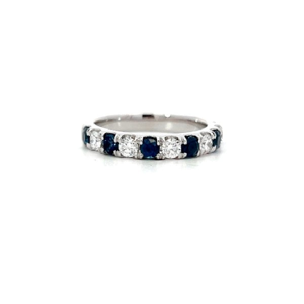 18K White Gold Sapphire and Diamond Band