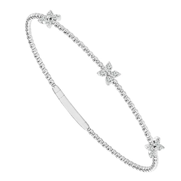 14K White Gold Flexible Diamond Bangle Bracelet