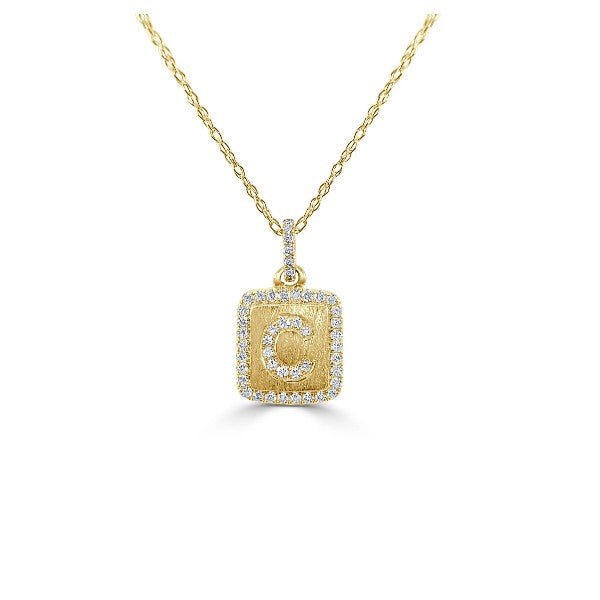 14K Yellow Gold Letter C Initial Diamond Necklace