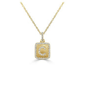 14K Yellow Gold Letter C Initial Diamond Necklace