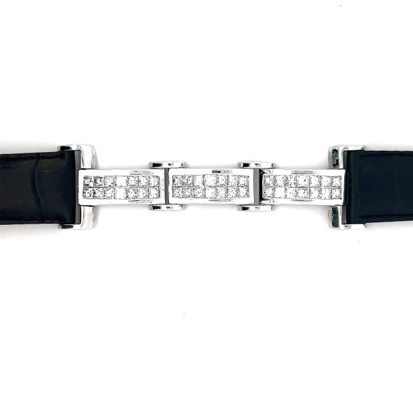 18K White Gold Link Bracelet with Invisible-Set Diamonds